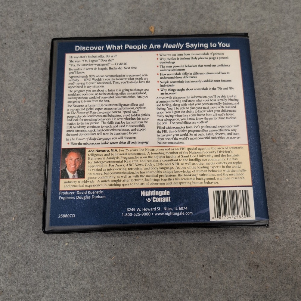 Joe Navarro The Power of Body Language Audio CD Nightingale Conant 25880CD - Picture 3 of 3